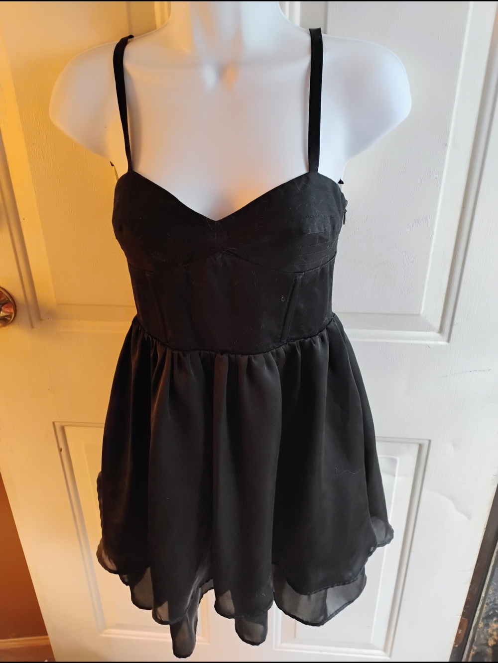 Black Mini Dress with Adjustable Spaghetti Straps
